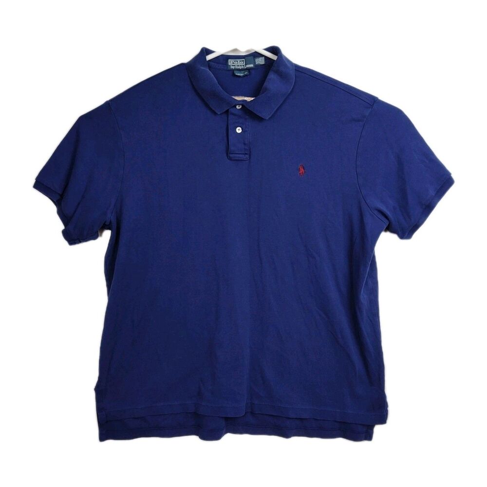 Polo Ralph Lauren Polo Shirt Men's XXL Blue‎ Logo Short Sleeves Custom Fit
